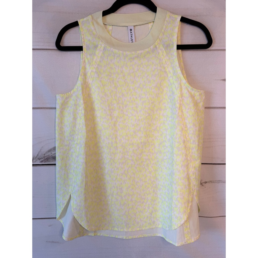 Athleta Ultimate Printed Muscle Tank XS Yellow Leopard Camo Workout Top